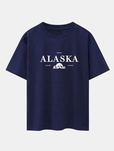 Alaska Slogan Print Drop Shoulder Oversize T-Shirt