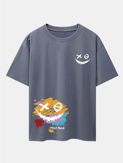 Graffiti Smiley Face Print Drop Shoulder Oversize T-Shirt