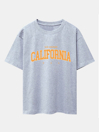 Los Angeles California Print Drop Shoulder Oversize T-Shirt