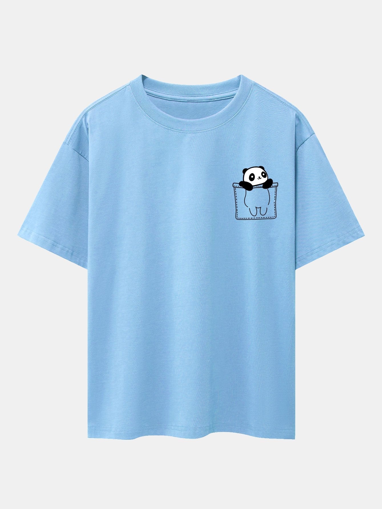 Pocket Panda Print Drop Shoulder Oversize T-Shirt