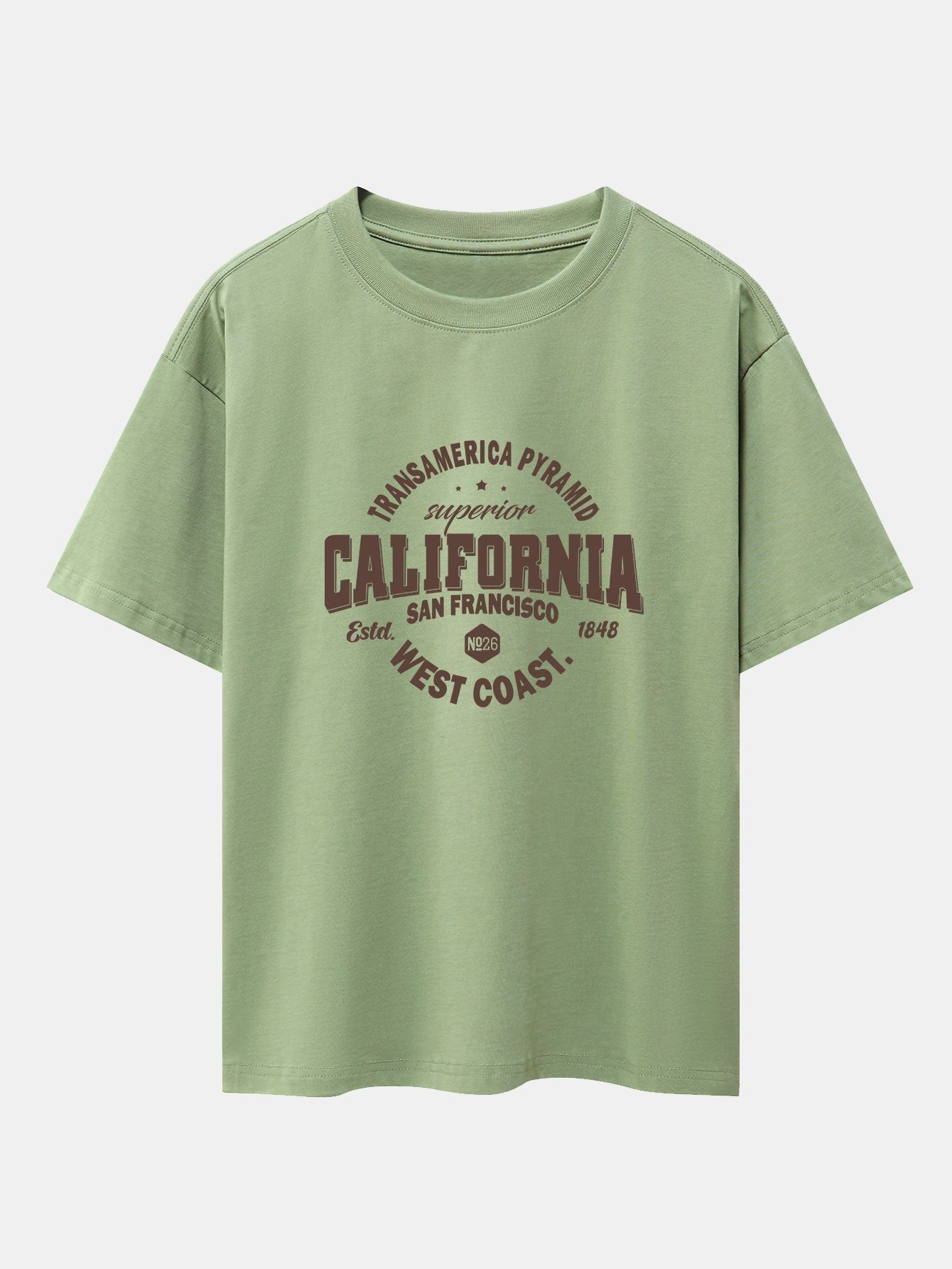 California Slogan Print Drop Shoulder Oversize T-Shirt