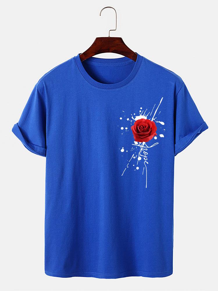 Splash Ink Rose Print T-Shirt