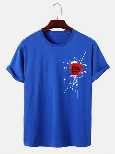 Splash Ink Rose Print T-Shirt