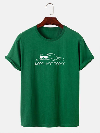 Nope Not Today Cat Print T-Shirt