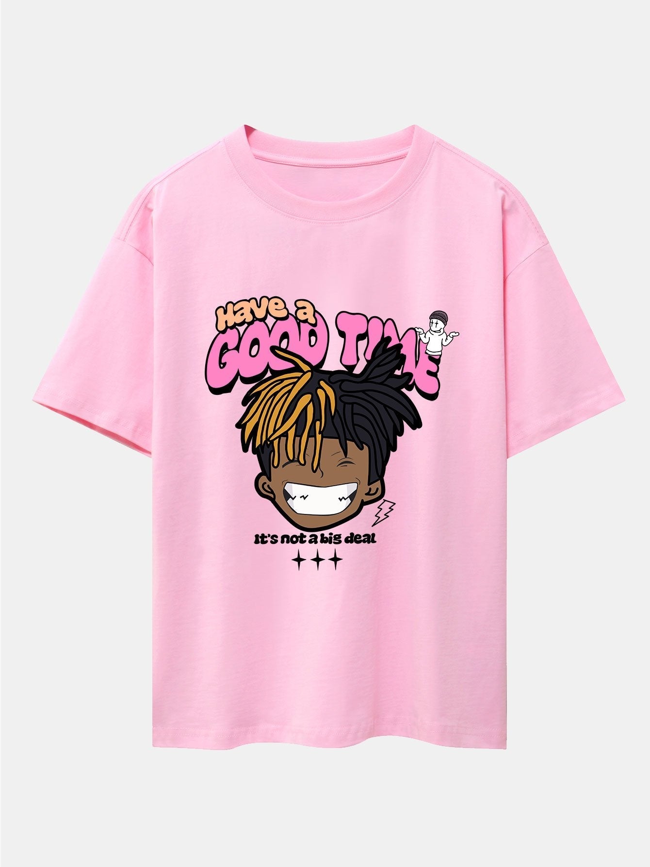 Cartoon Character Slogan Print Drop Shoulder Oversize T-Shirt
