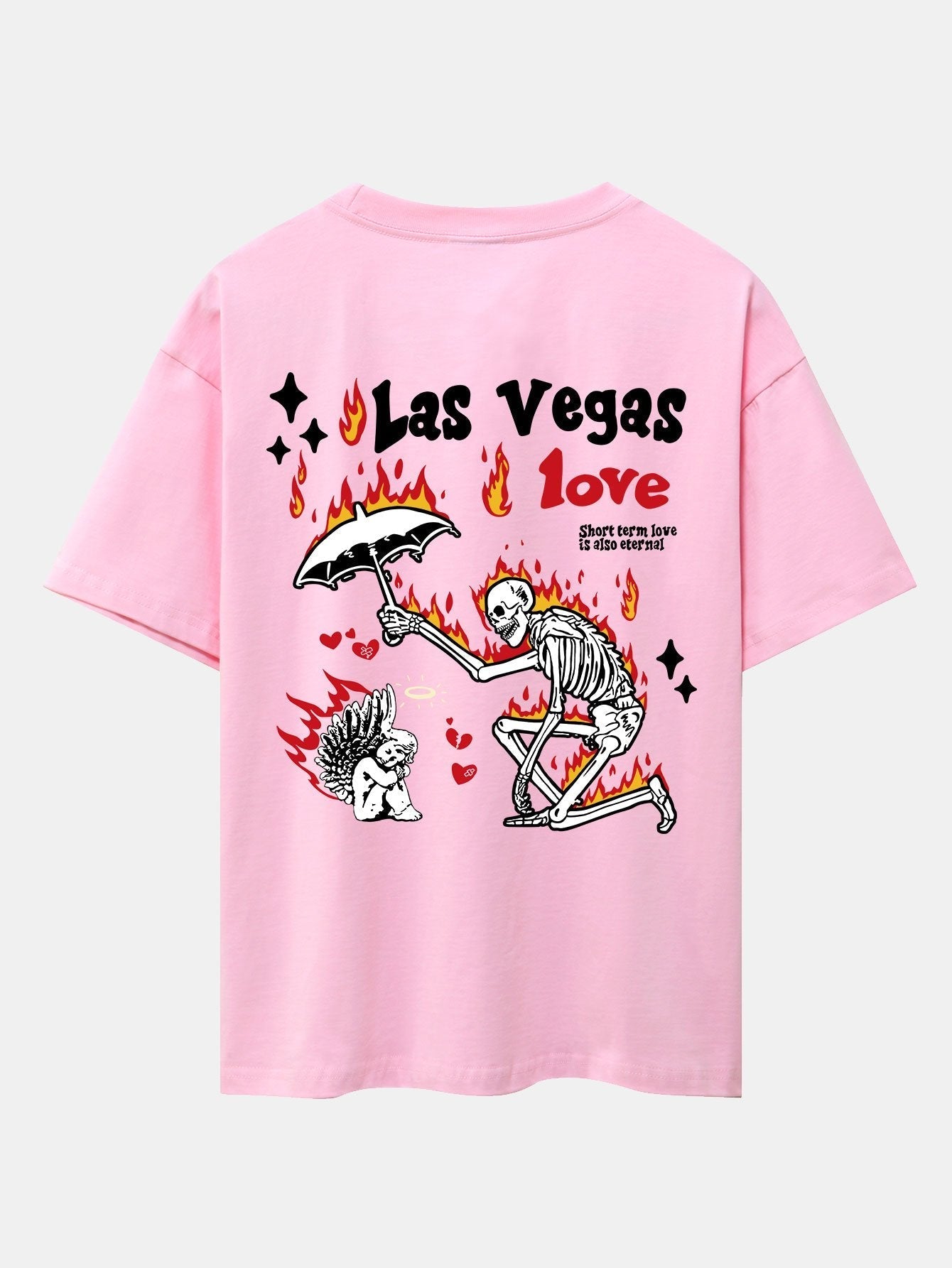 Skeleton And Angel Back Print Drop Shoulder Oversize T-Shirt