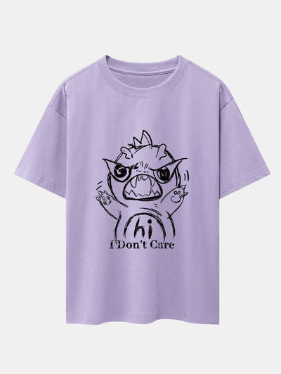 Cartoon Dinosaur Print Drop Shoulder Oversize T-Shirt