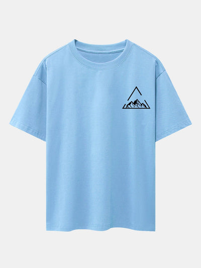 Triangle Mountain Print Drop Shoulder Oversize T-Shirt