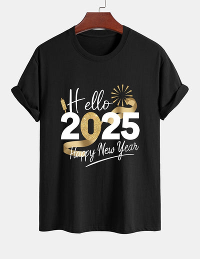 Regular Fit New Year 2025 Print Cotton T-Shirt