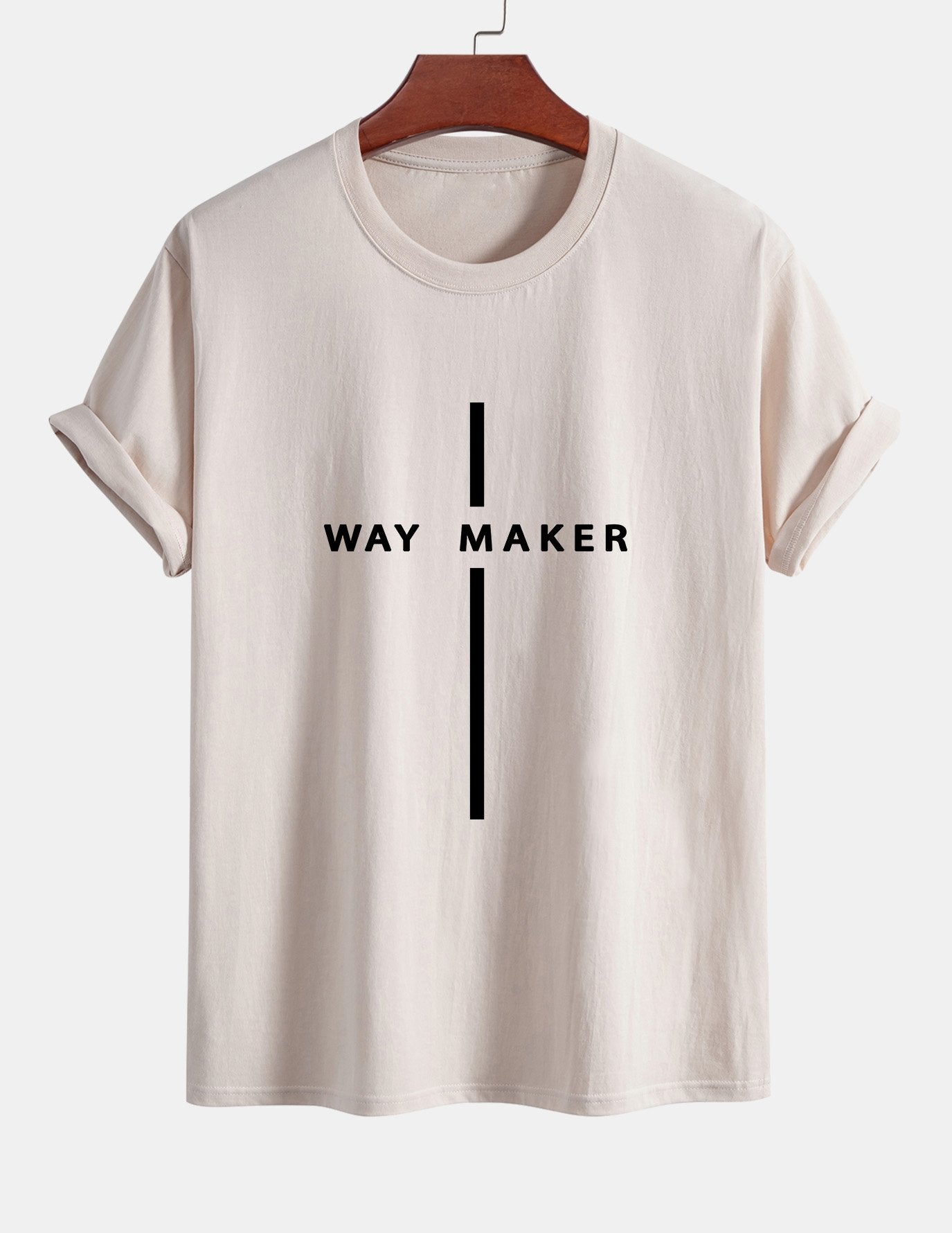 Regular Fit Way Maker Stripe Print Cotton T-Shirt