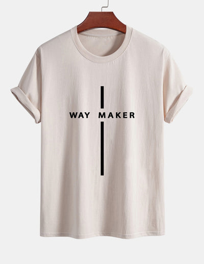 Regular Fit Way Maker Stripe Print Cotton T-Shirt
