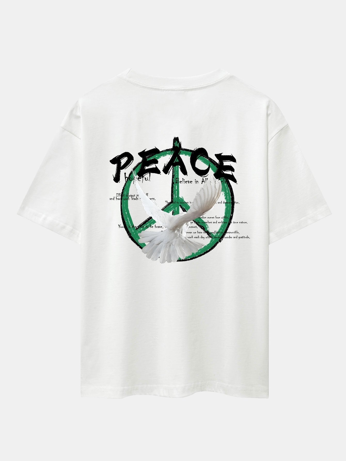 Dove With Peace Symbol Back Print Drop Shoulder Oversize T-Shirt