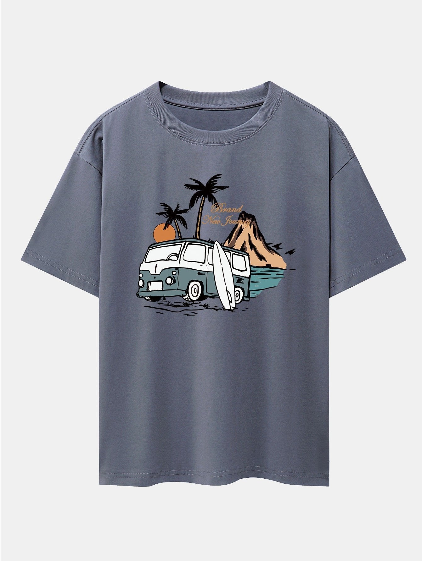 Car Island Print Drop Shoulder Oversize T-Shirt