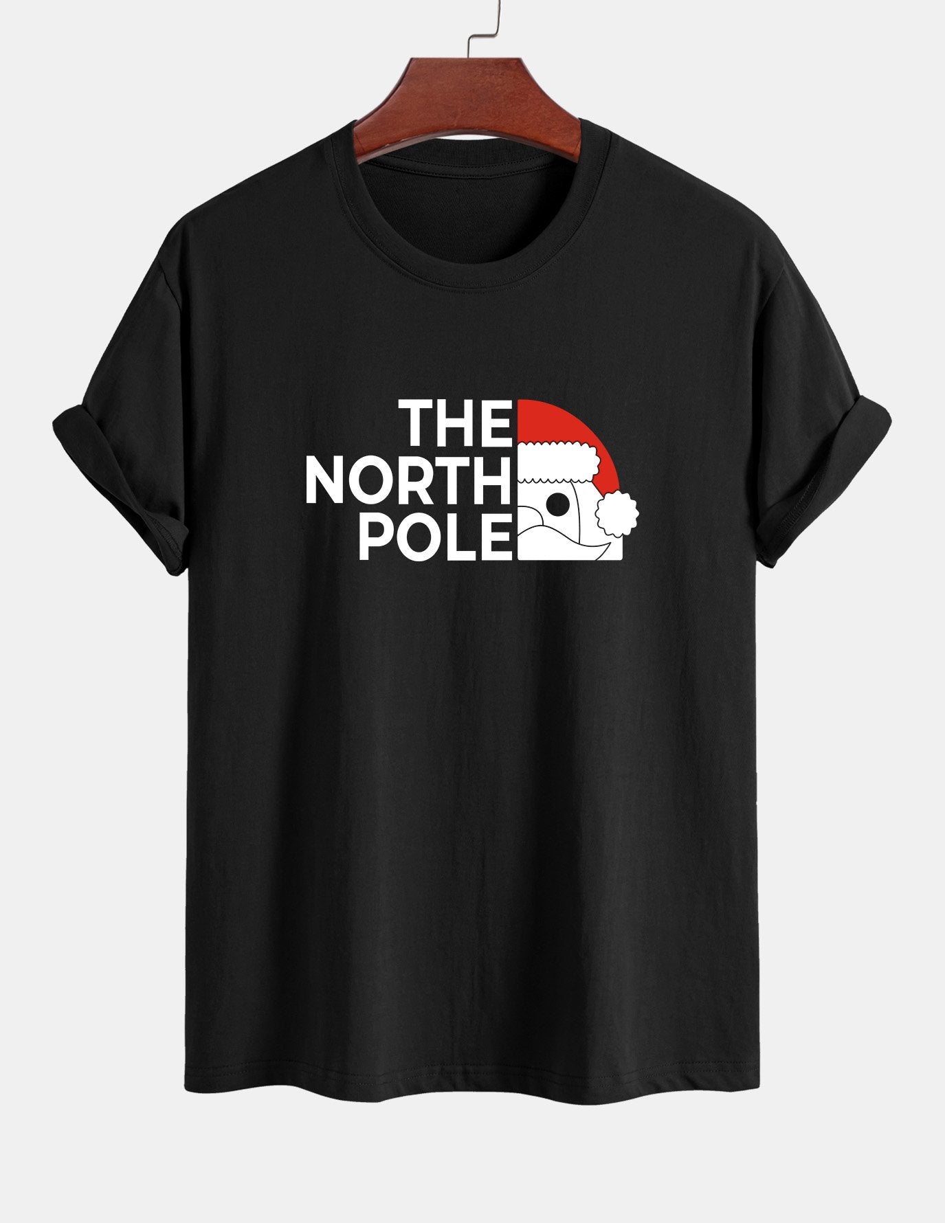 Regular Fit Santa Claus Slogan Print Cotton T-Shirt