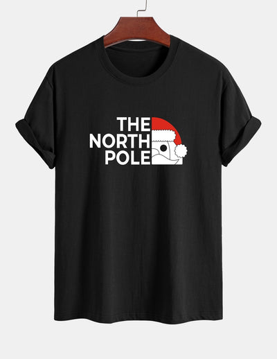 Regular Fit Santa Claus Slogan Print Cotton T-Shirt