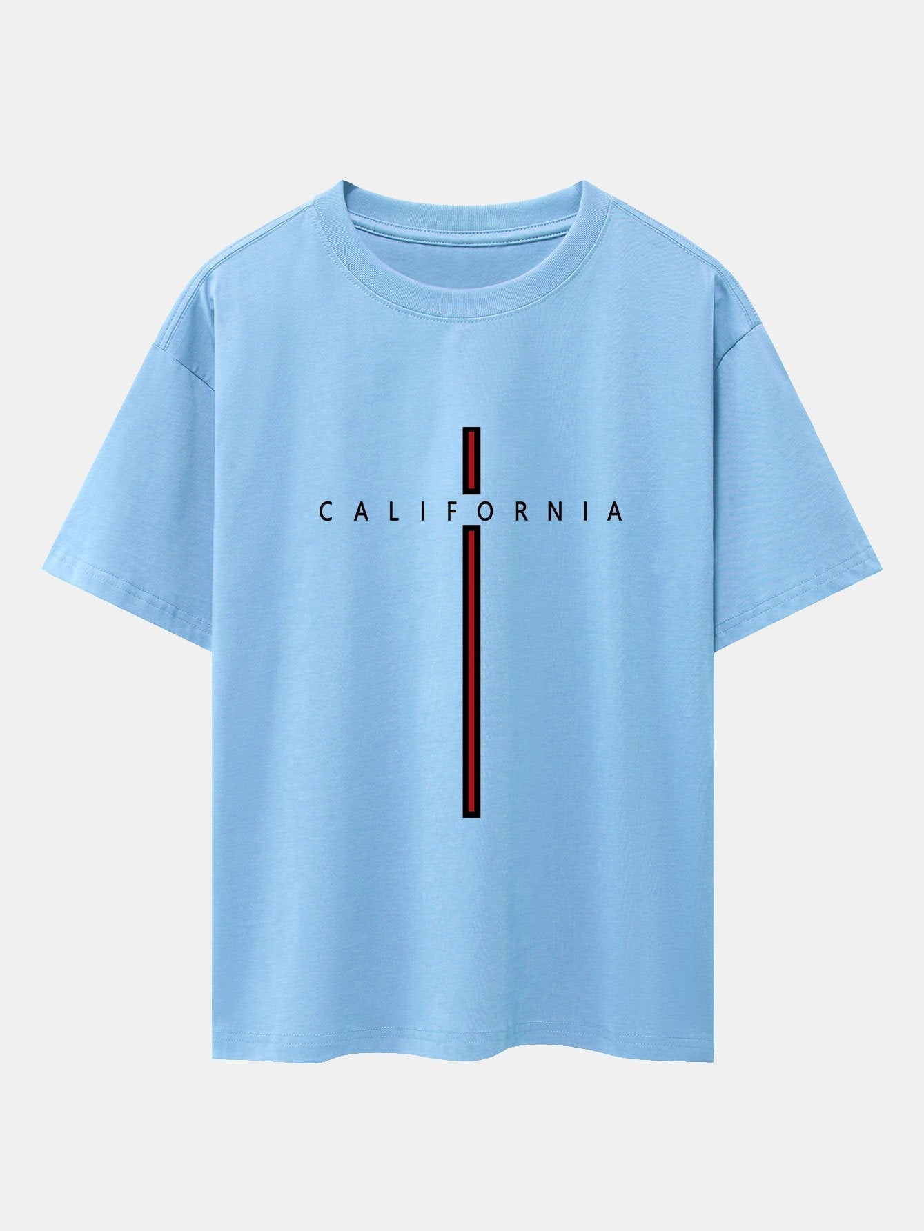 California Stripe Print Drop Shoulder Oversize T-Shirt