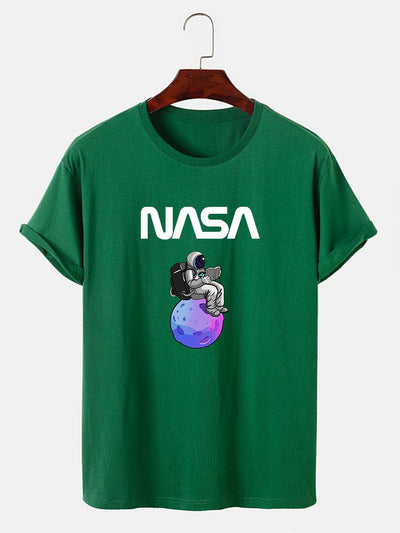 Astronaut Reading Book Print T-Shirt