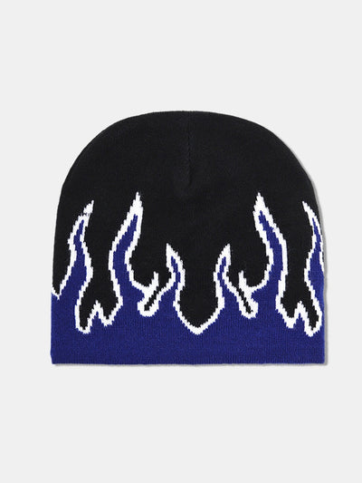 Street Hip-hop Style Flame Pattern Decorative Knitted Hat
