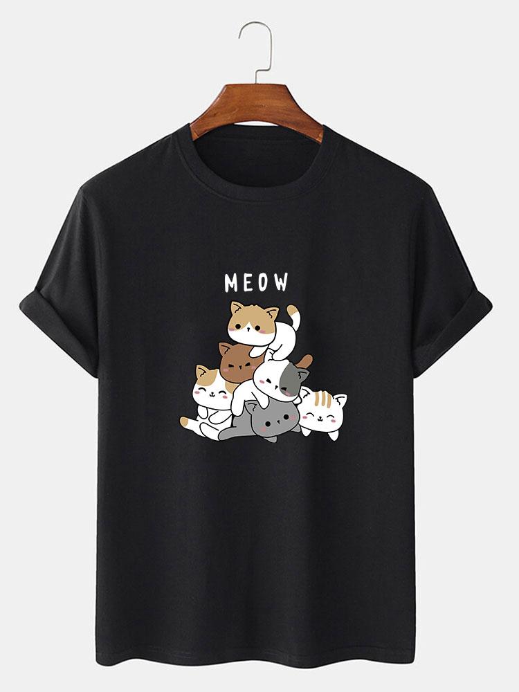 Cute Cat Print T-Shirt