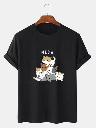Cute Cat Print T-Shirt