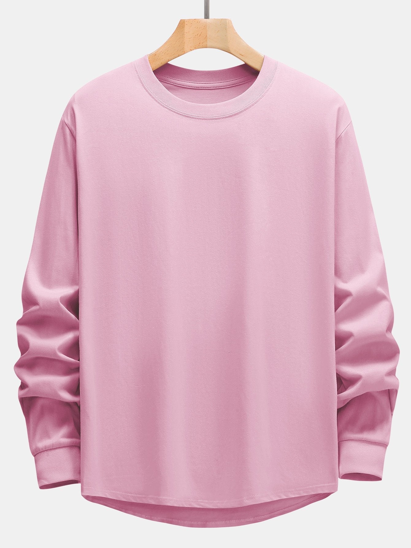 3 Pieces Basic Long Sleeve Heavy Weight Arc Hem T-Shirts