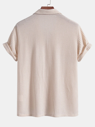 Short Sleeve Knitted Waffle Cuban Shirt
