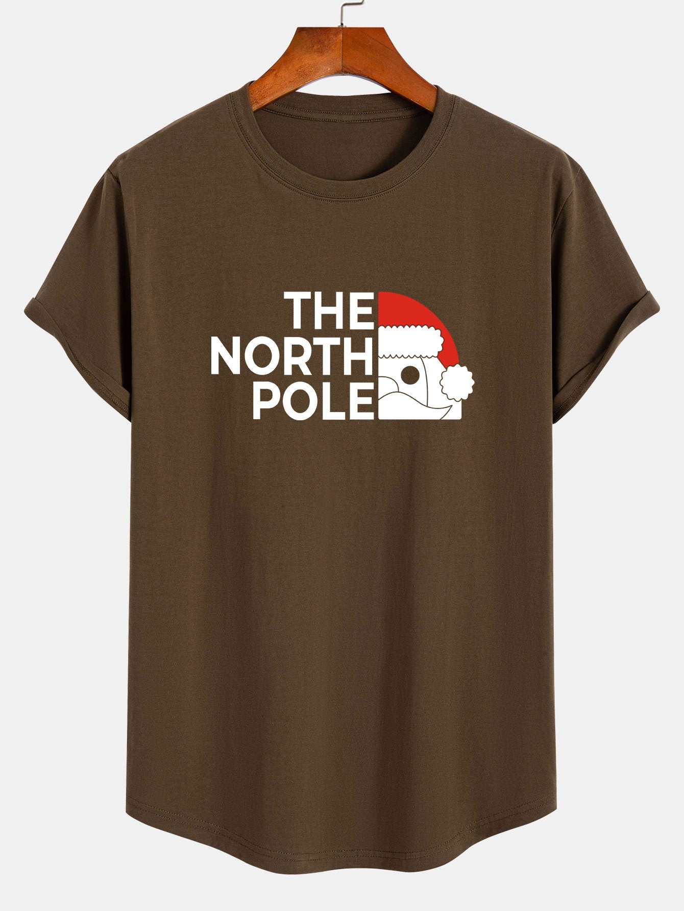 Santa Claus Slogan Print Cotton Arc Hem T-Shirt