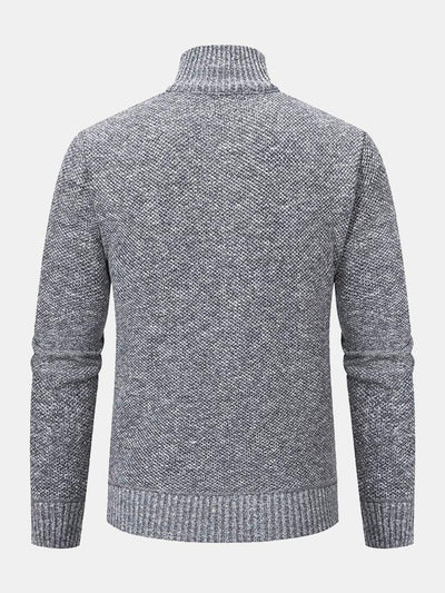 Quilted Jacquard Zip Up Sweater