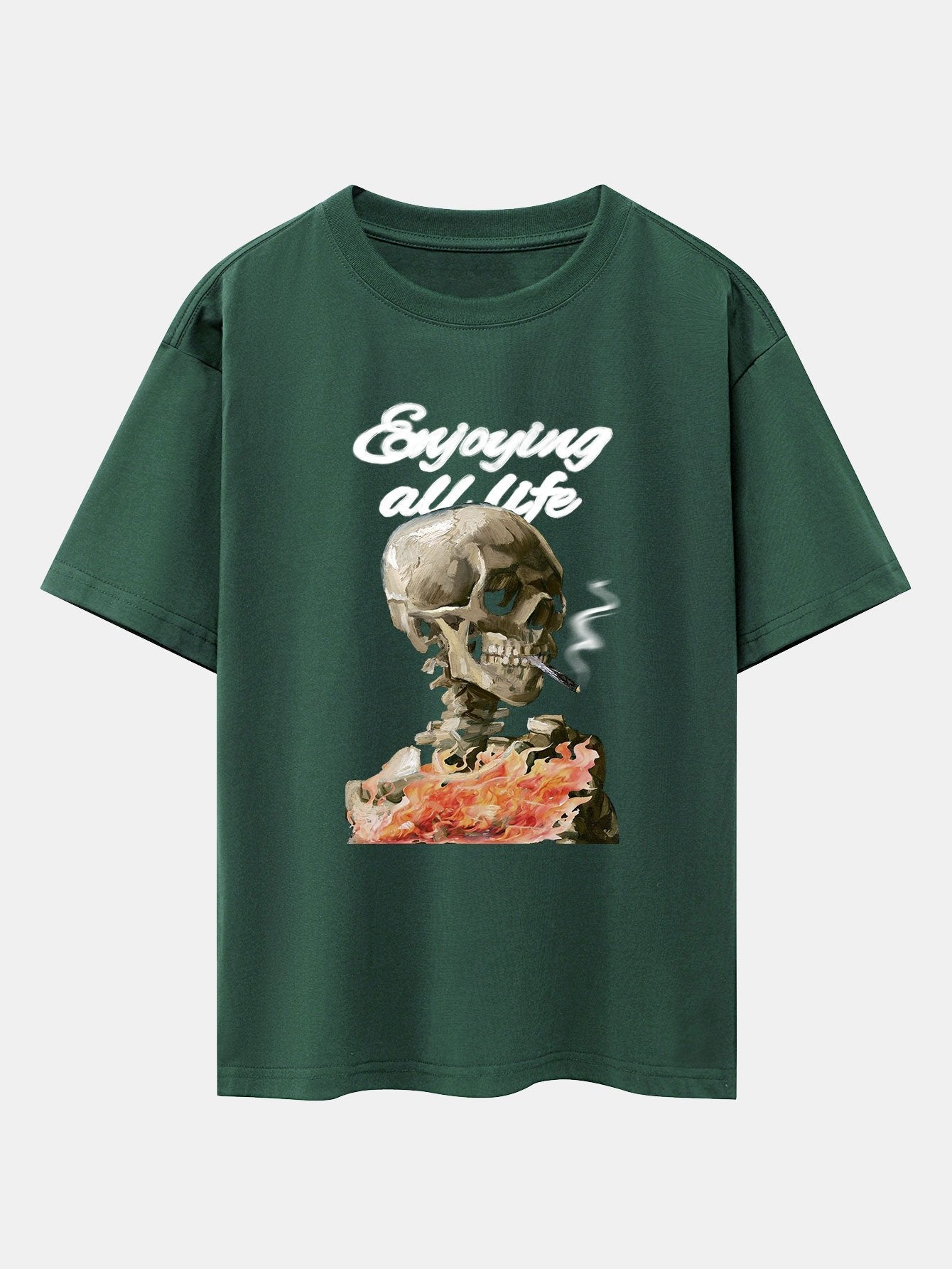 Skeleton Print Drop Shoulder Oversize T-Shirt