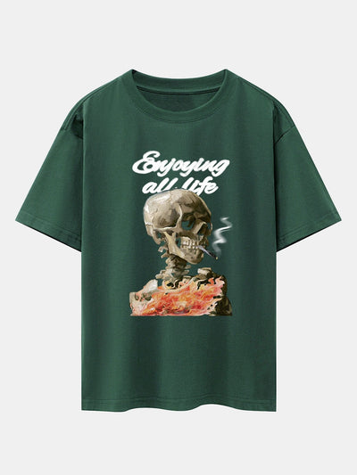 Skeleton Print Drop Shoulder Oversize T-Shirt