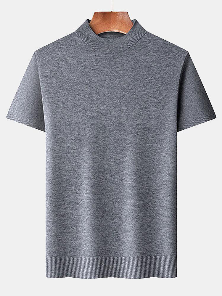 Short Sleeve Muscle Fit Mock Neck Sweater