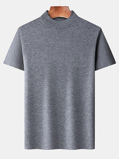 Short Sleeve Muscle Fit Mock Neck Sweater