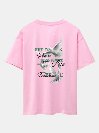Dove Slogan Back Print Drop Shoulder Oversize T-Shirt