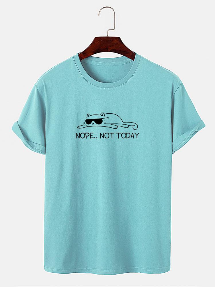 Nope Not Today Cat Print T-Shirt