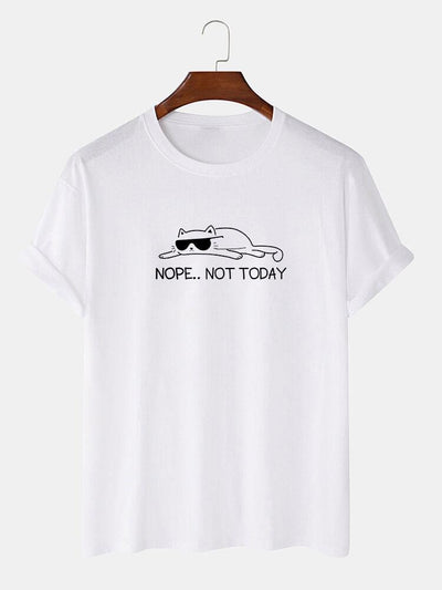 Nope Not Today Cat Print T-Shirt