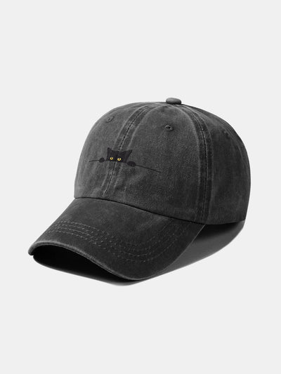 Black Cat Pattern Classic Retro Washed Distressed Cotton Baseball Cap