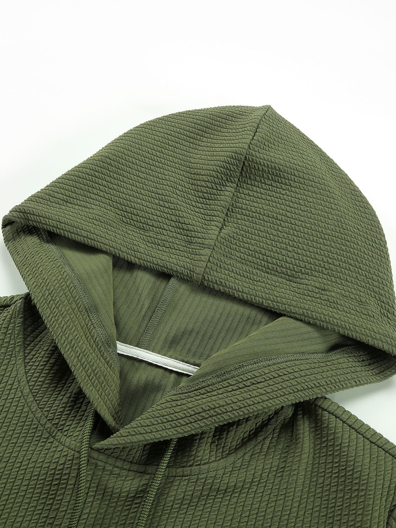 3 Pieces Long Sleeve Muscle Fit Ribbed Arc Hem Hooded T-Shirts