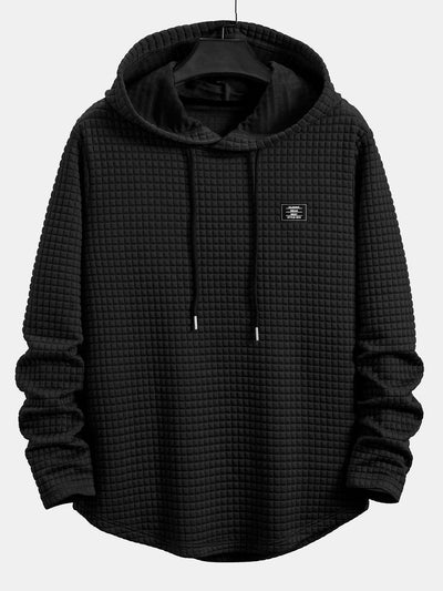 3 Pieces Long Sleeve Waffle Hooded Arc Hem T-Shirts