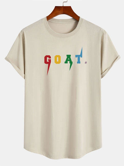Goat Print Cotton Arc Hem T-Shirt
