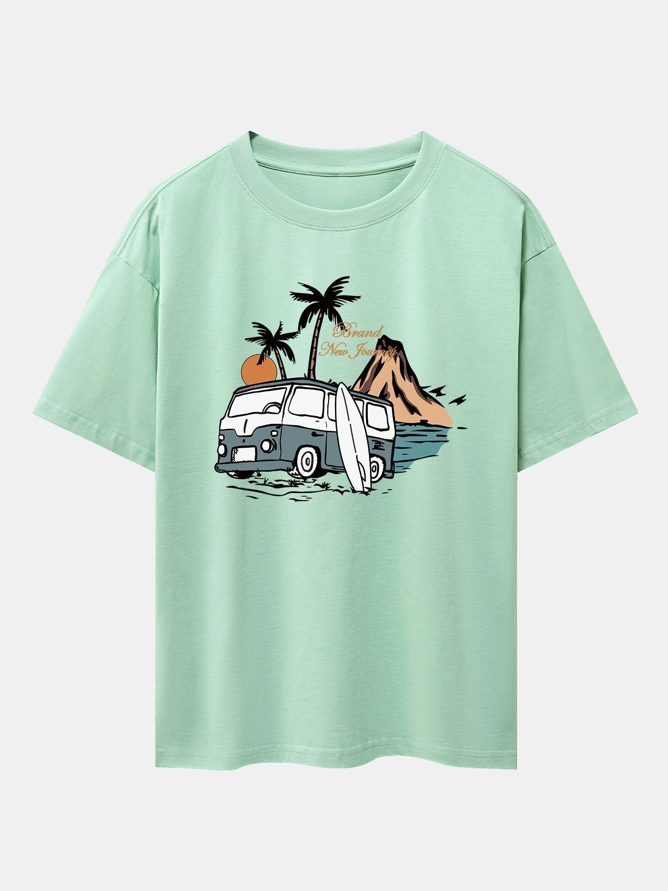 Car Island Print Drop Shoulder Oversize T-Shirt