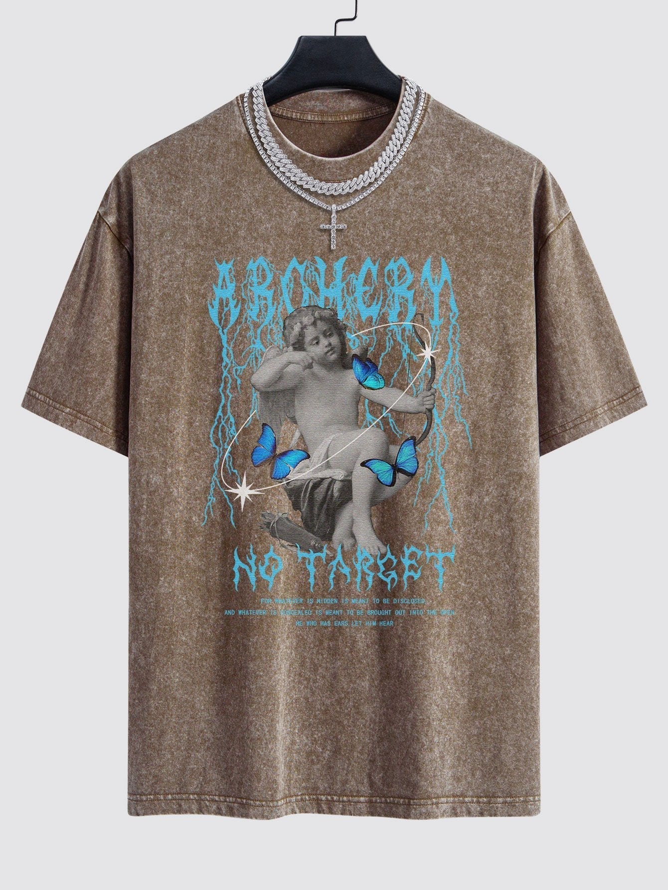 Character Slogan Print Washed Drop Shoulder Oversize T-Shirt
