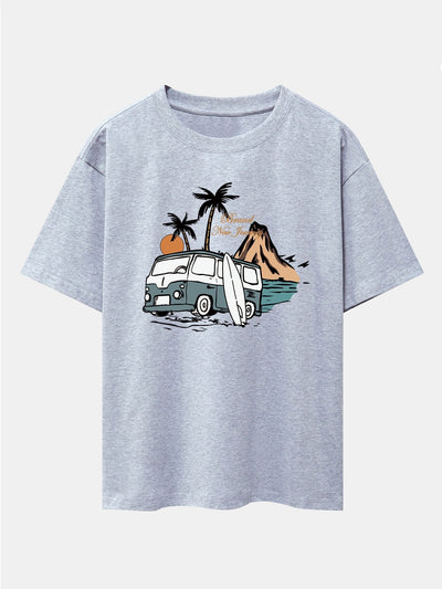Car Island Print Drop Shoulder Oversize T-Shirt
