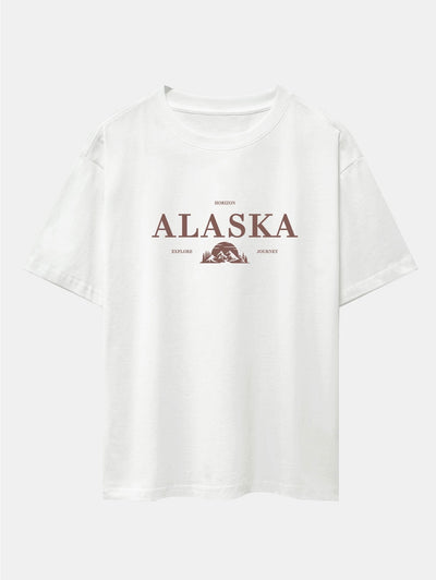 Alaska Slogan Print Drop Shoulder Oversize T-Shirt