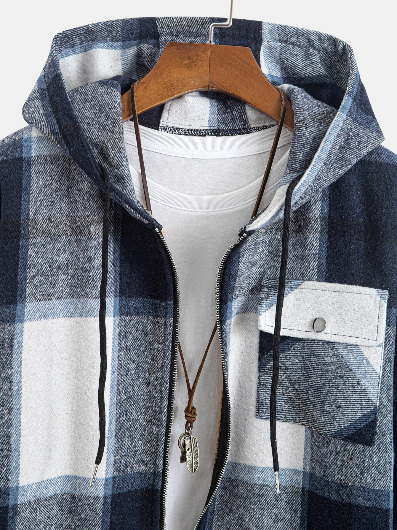 Teddy Lined Flannel Plaid Hooded Shirt