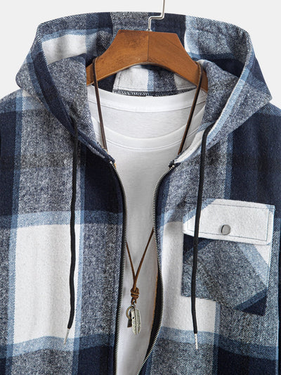 Teddy Lined Flannel Plaid Hooded Shirt
