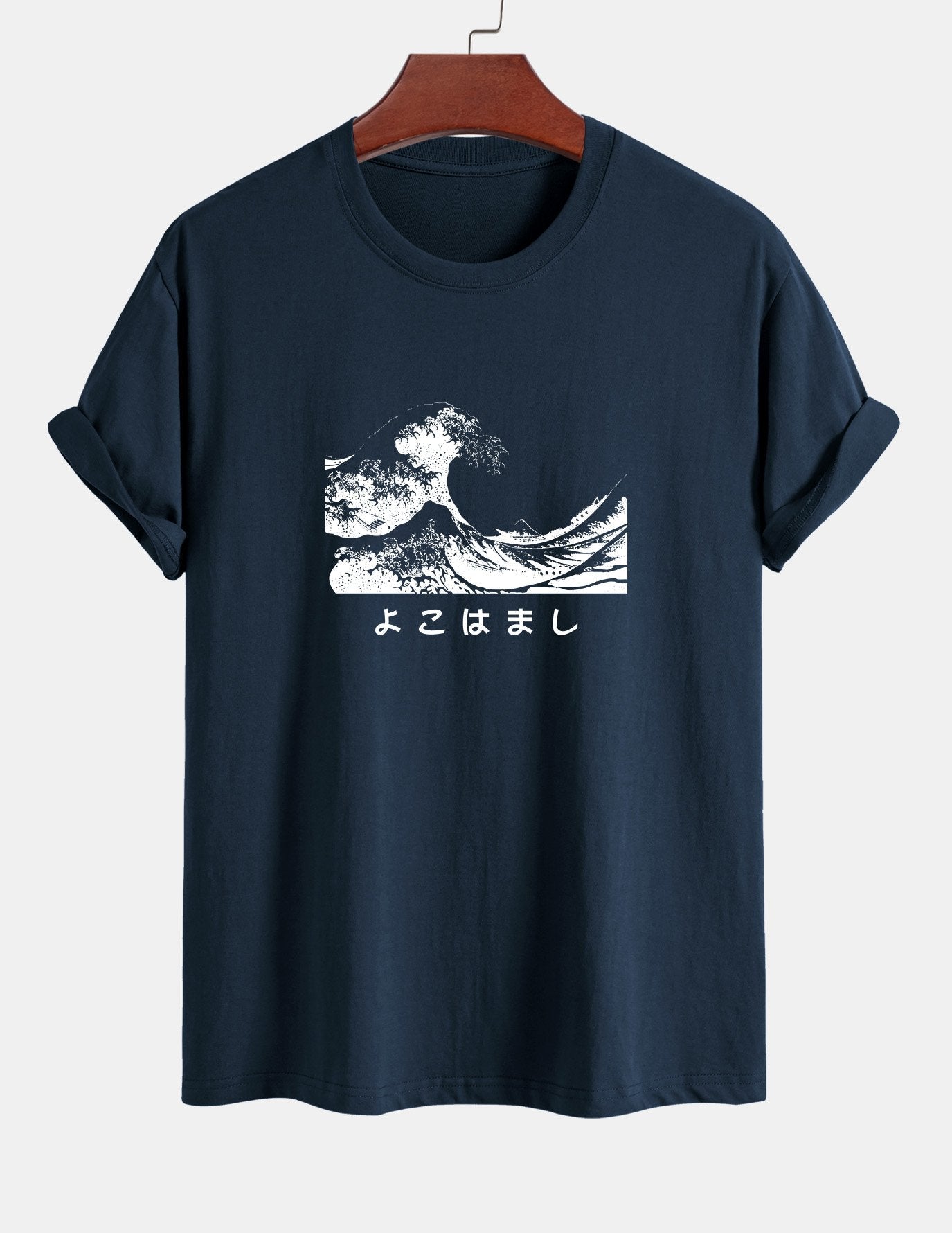 Regular Fit Waves Ukiyo-e Print Cotton T-Shirt
