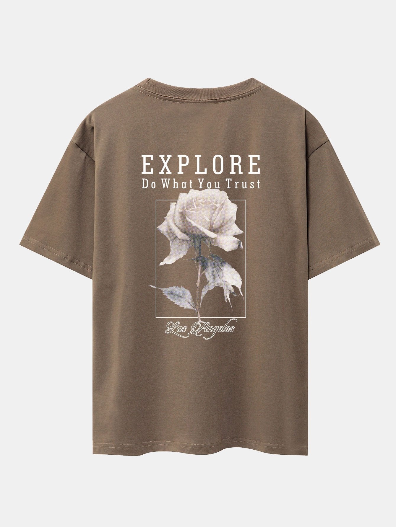 Rose Slogan Back Print Drop Shoulder Oversize T-Shirt