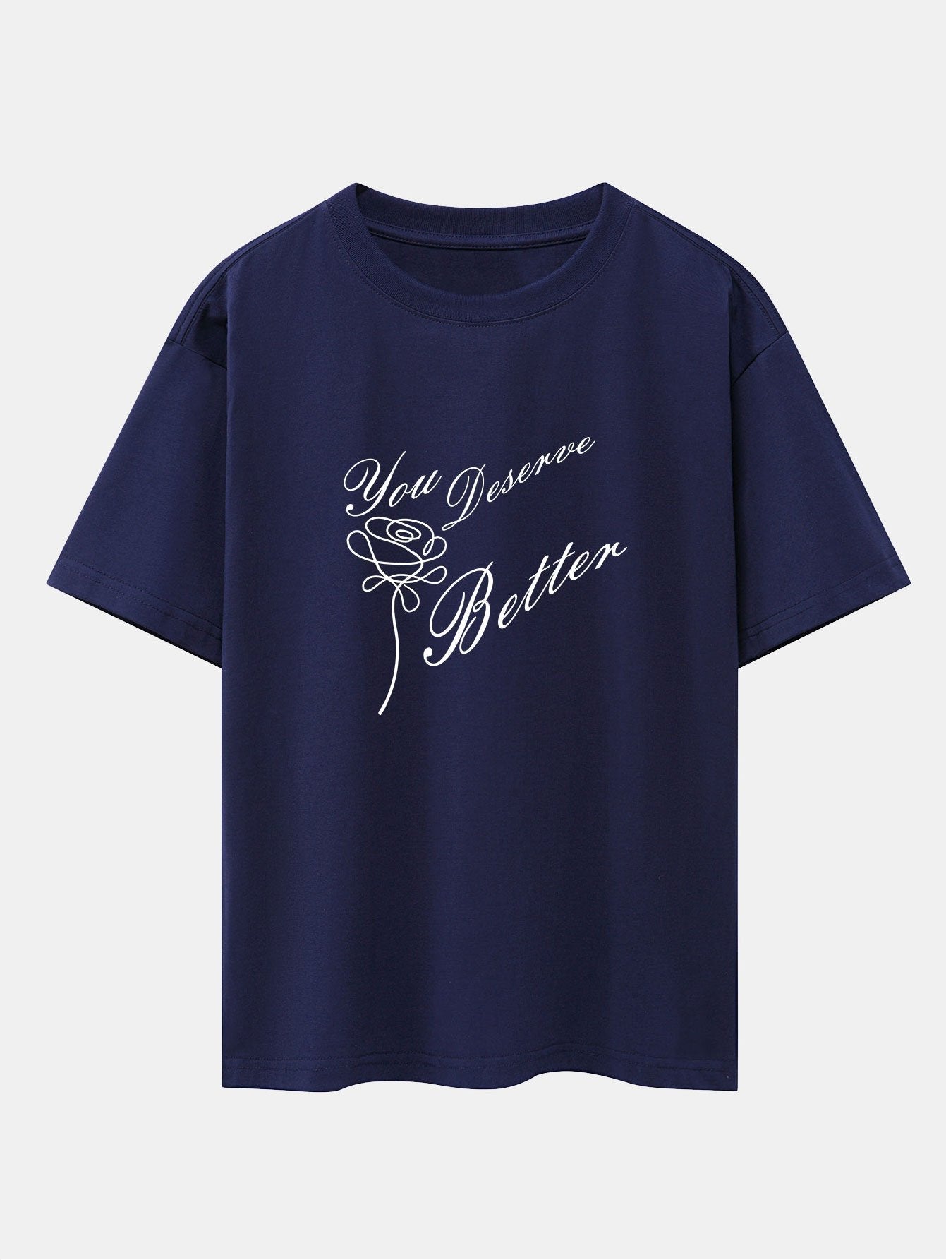 Rose Slogan Print Drop Shoulder Oversize T-Shirt