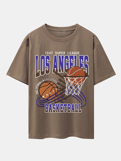 Los Angeles Basketball Print Drop Shoulder Oversize T-Shirt