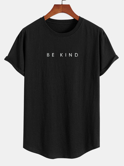 Be Kind Slogan Print Cotton Arc Hem T-Shirt